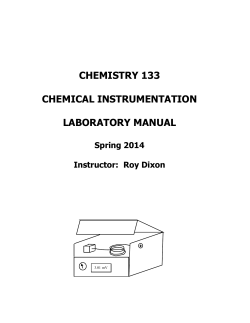 CHEMISTRY 133 CHEMICAL INSTRUMENTATION LABORATORY MANUAL Spring 2014