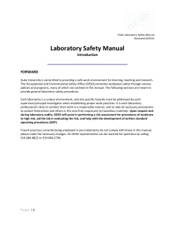 Laboratory Safety Manual Introduction FORWARD