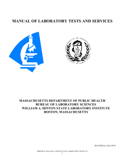 MANUAL OF LABORATORY TESTS AND SERVICES