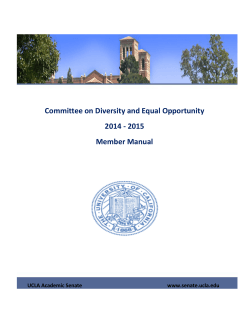 Committee on Diversity and Equal Opportunity 2014 - 2015 Member Manual