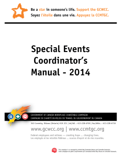 Special Events Coordinator’s Manual - 2014