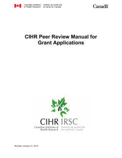 CIHR Peer Review Manual for Grant Applications