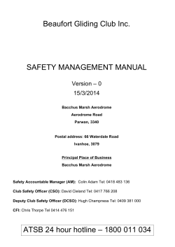 Beaufort Gliding Club Inc. SAFETY MANAGEMENT MANUAL Version – 0