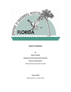 QUALITY MANUAL  State of Florida Department of Environmental Protection