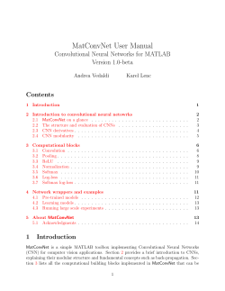 MatConvNet User Manual Convolutional Neural Networks for MATLAB Version 1.0-beta Contents