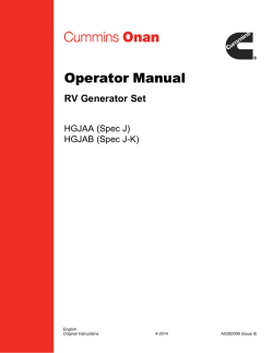 Operator Operator Manual Manual RV Generator Set