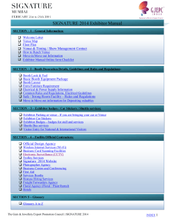 SIGNATURE 2014 Exhibitor Manual   Venue &amp; Timing / Show Management Contact