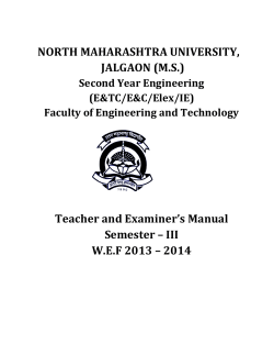 NORTH MAHARASHTRA UNIVERSITY, JALGAON (M.S.)  Teacher and Examiner’s Manual
