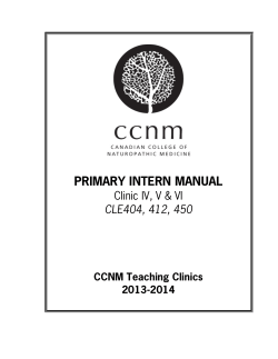 PRIMARY INTERN MANUAL Clinic IV, V &amp; VI CLE404, 412, 450
