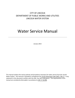 Water Service Manual  CITY OF LINCOLN DEPARTMENT OF PUBLIC WORKS AND UTILITIES