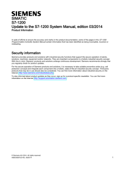 SIMATIC S7-1200 Update to the S7-1200 System Manual, edition 03/2014