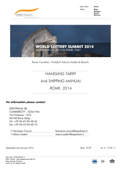 HANDLING TARIFF And SHIPPING MANUAL ROME  2014