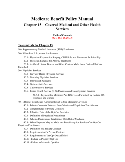 Medicare Benefit Policy Manual Services Transmittals for Chapter 15
