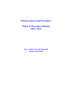 Dietetic Interns and Preceptors  Policy &amp; Procedure Manual 2013- 2014
