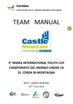 TEAM   MANUAL  9° WMRA INTERNATIONAL YOUTH CUP
