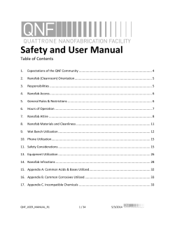 Safety and User Manual Table of Contents
