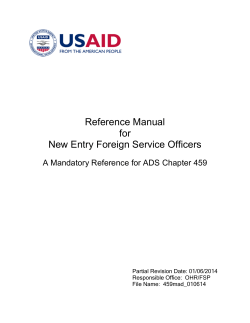 Reference Manual for New Entry Foreign Service Officers