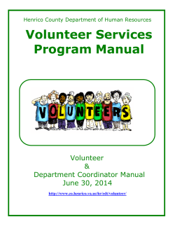 Volunteer Services Program Manual  Volunteer