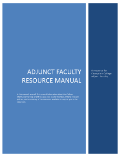 ADJUNCT FACULTY RESOURCE MANUAL  A resource for