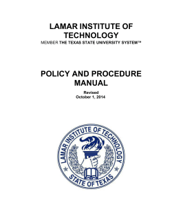 LAMAR INSTITUTE OF TECHNOLOGY  POLICY AND PROCEDURE
