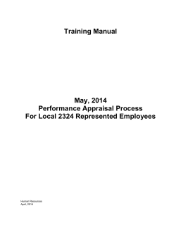 Training Manual May, 2014 Performance Appraisal Process For Local 2324 Represented Employees