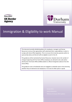 Immigration &amp; Eligibility to work Manual