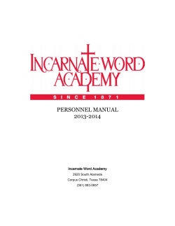 PERSONNEL MANUAL 2013-2014 Incarnate Word Academy