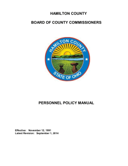 HAMILTON COUNTY BOARD OF COUNTY COMMISSIONERS PERSONNEL POLICY MANUAL