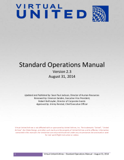 Standard Operations Manual Version 2.3 August 31, 2014