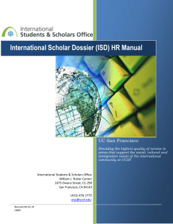 International Scholar Dossier (ISD) HR Manual UC San Francisco