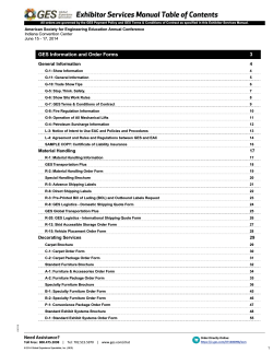 Exhibitor Services Manual Table of Contents