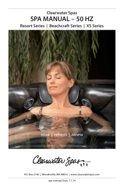 SPA MANUAL &ndash; 50 HZ Clearwater Spas