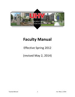 Faculty Manual  Effective Spring 2012 (revised May 2, 2014)