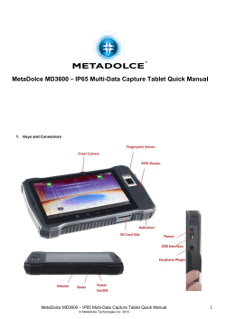 – IP65 Multi-Data Capture Tablet Quick Manual MetaDolce MD3600 1
