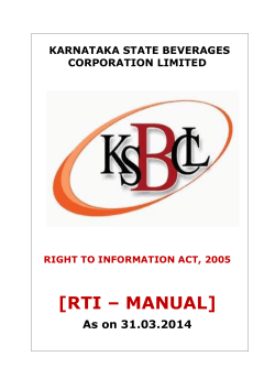 [RTI – MANUAL] As on 31.03.2014 KARNATAKA STATE BEVERAGES CORPORATION LIMITED