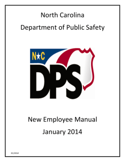 North Carolina Department of Public Safety  New Employee Manual