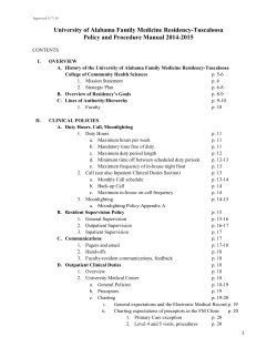University of Alabama Family Medicine Residency-Tuscaloosa Policy and Procedure Manual 2014-2015