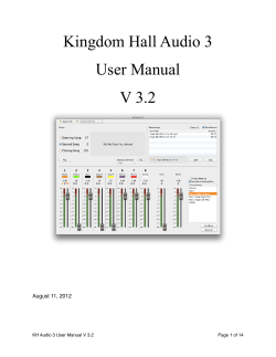 Kingdom Hall Audio 3 User Manual V 3.2 August 11, 2012