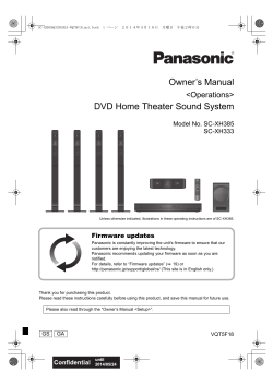 Owner’s Manual DVD Home Theater Sound System &lt;Operations&gt; Model No. SC-XH385