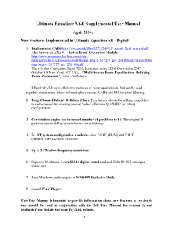 Ultimate Equalizer V6.0 Supplemental User Manual April 2014.