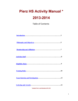 Pierz HS Activity Manual * 2013-2014  Table of Contents