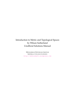 Introduction to Metric and Topological Spaces by Wilson Sutherland Unofficial Solutions Manual M