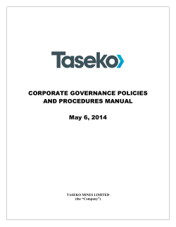 CORPORATE GOVERNANCE POLICIES AND PROCEDURES MANUAL May 6, 2014