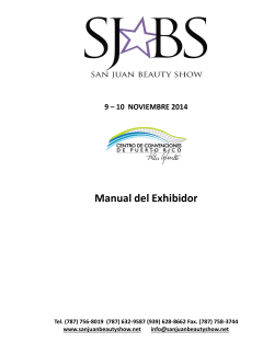 Manual del Exhibidor  9 – 10  NOVIEMBRE 2014