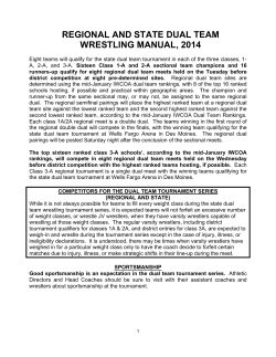 REGIONAL AND STATE DUAL TEAM WRESTLING MANUAL, 2014