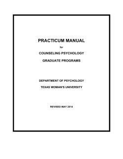 PRACTICUM MANUAL COUNSELING PSYCHOLOGY  GRADUATE PROGRAMS