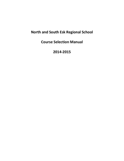 North and South Esk Regional School Course Selection Manual 2014-2015