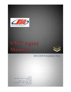 SAIT Agent Manual  2013/2014 Academic Year