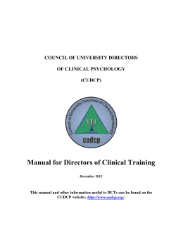 Manual for Directors of Clinical Training COUNCIL OF UNIVERSITY DIRECTORS