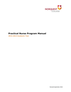 Practical Nurse Program Manual 2013-2014 Academic Year  Revised September 2013